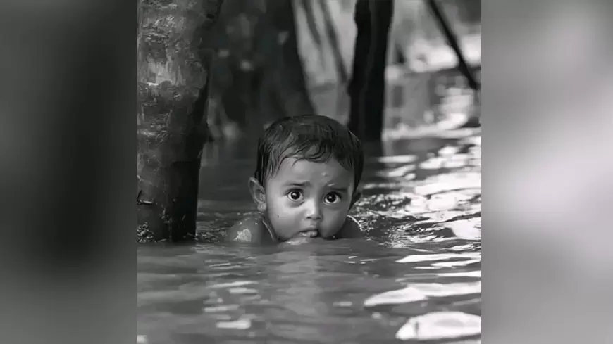 বন্যা কবলিত শিশুর আলোচিত ছবিটি সত্যি নয়, এআই দিয়ে বানানো